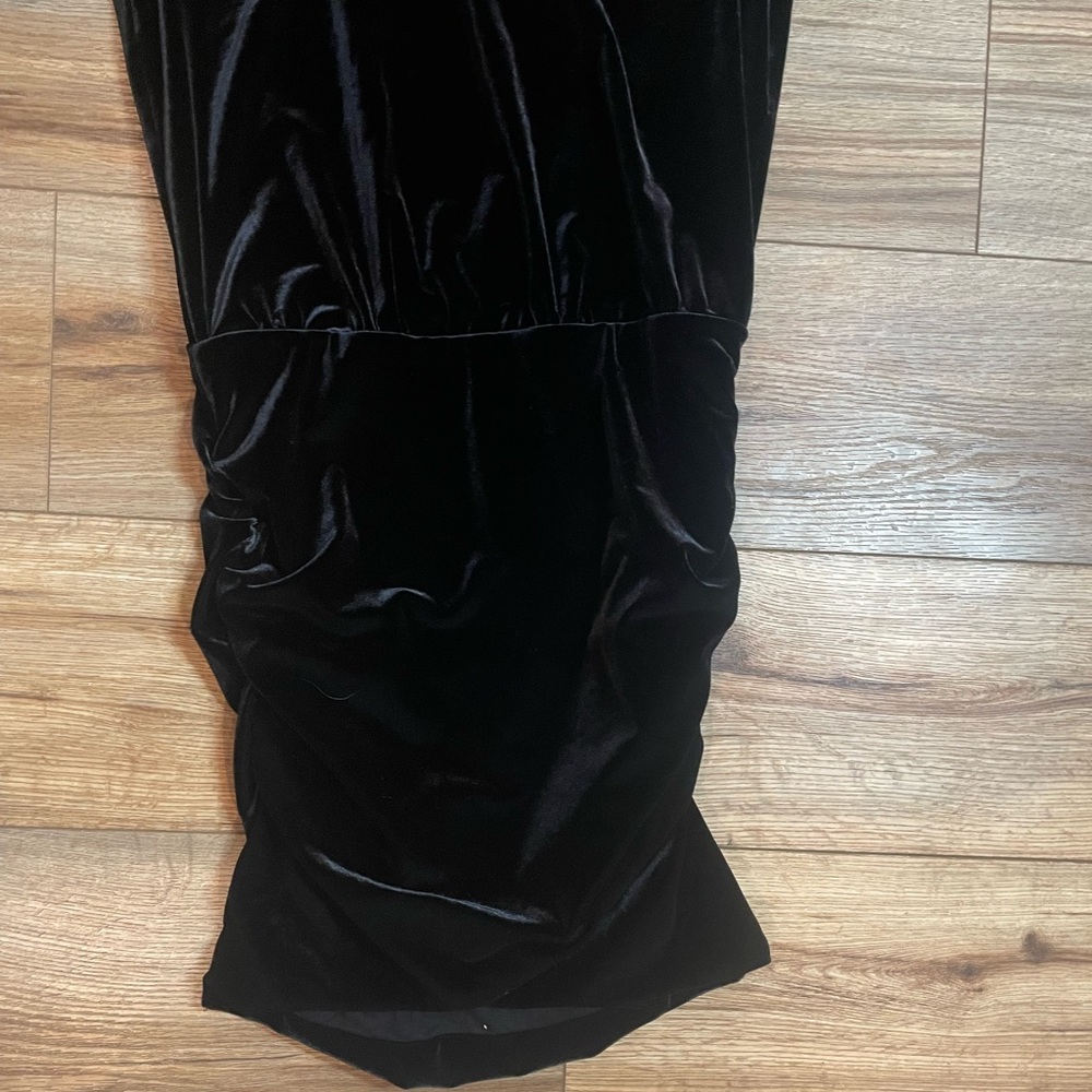 The Kooples Short Sleeve whimsigoth grunge black Velvet Rouched Mini Dress - Picture 6 of 9